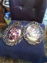 Vintage Purple Floral Antique Metal 2 Piece Picture Set in Fort Campbell, Kentucky